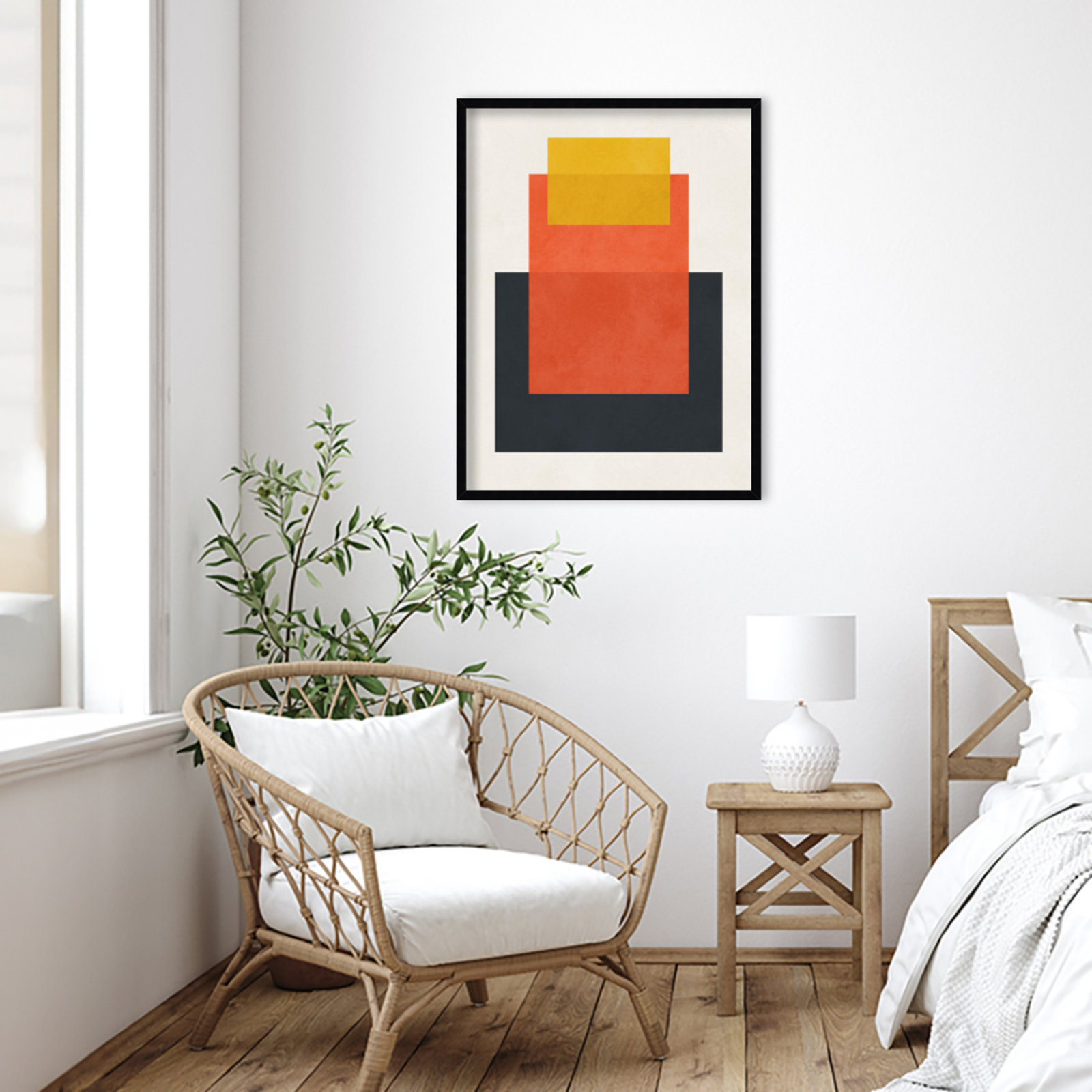 Overlapping Geometry 10 Print, 33" H x 25" W, Brown/Orange, Black