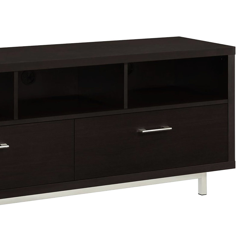 Support de télévision contemporain de 60 pouces Cappuccino - Console de rangement spacieuse avec finition moderne et chic