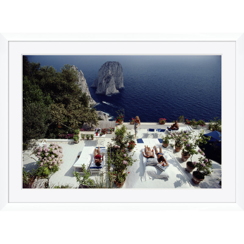 Il Canille Print by Slim Aarons, 43.5" H x 59.5" W x 1.5" D, White Single Picture Framed