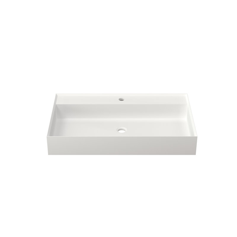 Lavabo de salle de bain en résine de surface solide - blanc mat, 34,17 lb, 32,39 profondeur, 18,97 largeur, 4,66 hauteur, compatible avec toutes les configurations, teinture, installation murale ou sur comptoir, propre
