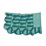 Jardin Embroidered Linen Scalloped Stripe Napkins