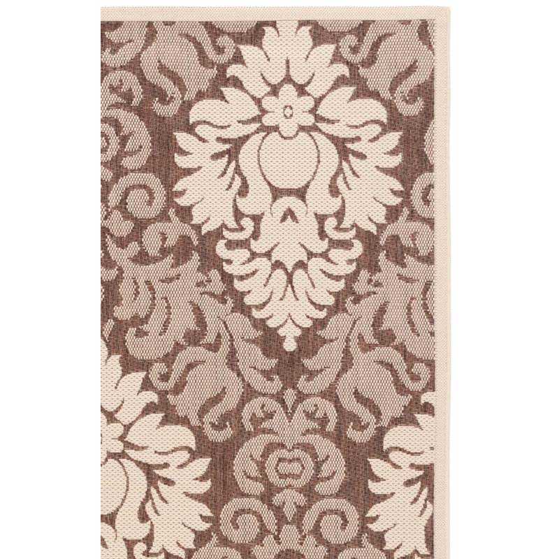 Arneshia Damask Brown/Tan Indoor / Outdoor Area Rug, Rectangle 8' x 11'