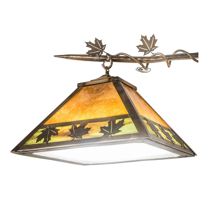 Antique Copper Finish 3-Light Globe Island Pendant with Amber Glass