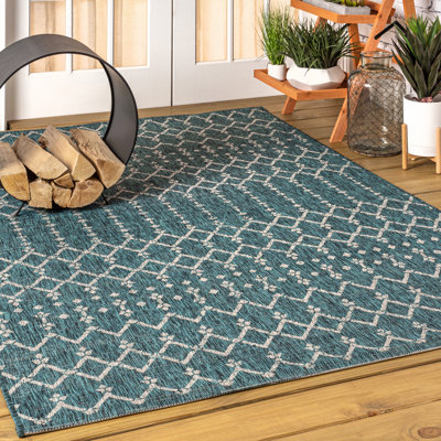 Geometric Hand Woven Indoor / Outdoor Area Rug
