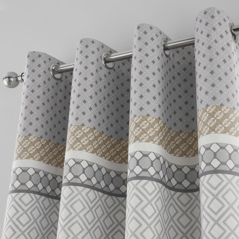 Malawa Geo Eyelet Curtain, 117 W x 183 D cm