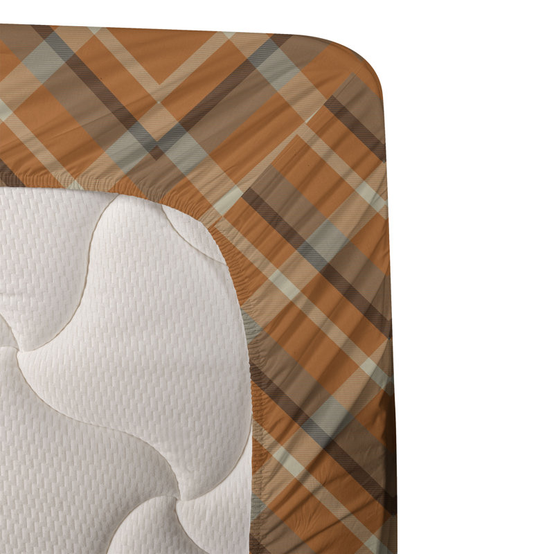 Ambesonne Chevron Sheet Set Overlapping Zigzag Lines Burnt Orange Pale Taupe, Queen Sheet Set with 2 Pillowcases