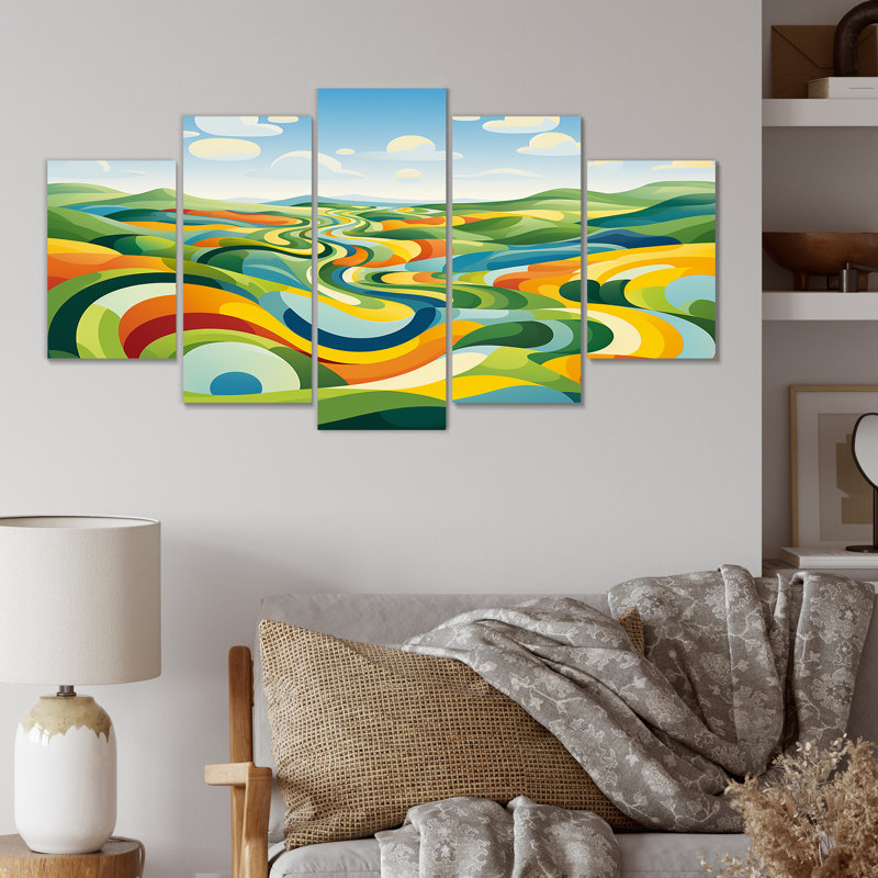«Modern Bold Farm Horizon I - Meadow Multipanel», art mural sur toile
