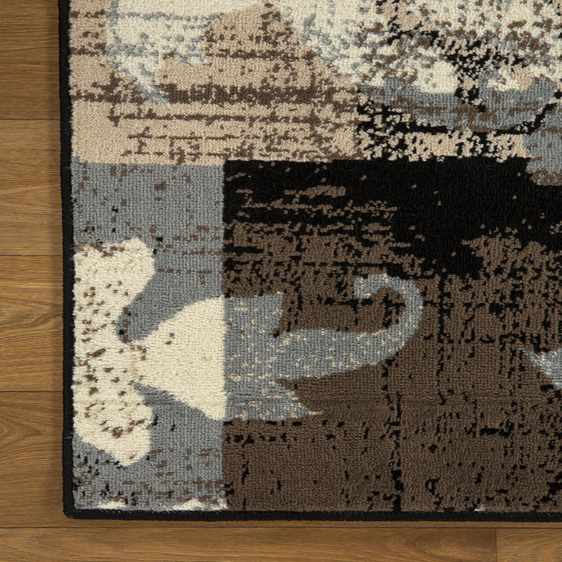 Tapis chocolat à motif de patchwork géométrique Rotonya, Tapis de couloir 2 pi 7 po x 10 pi