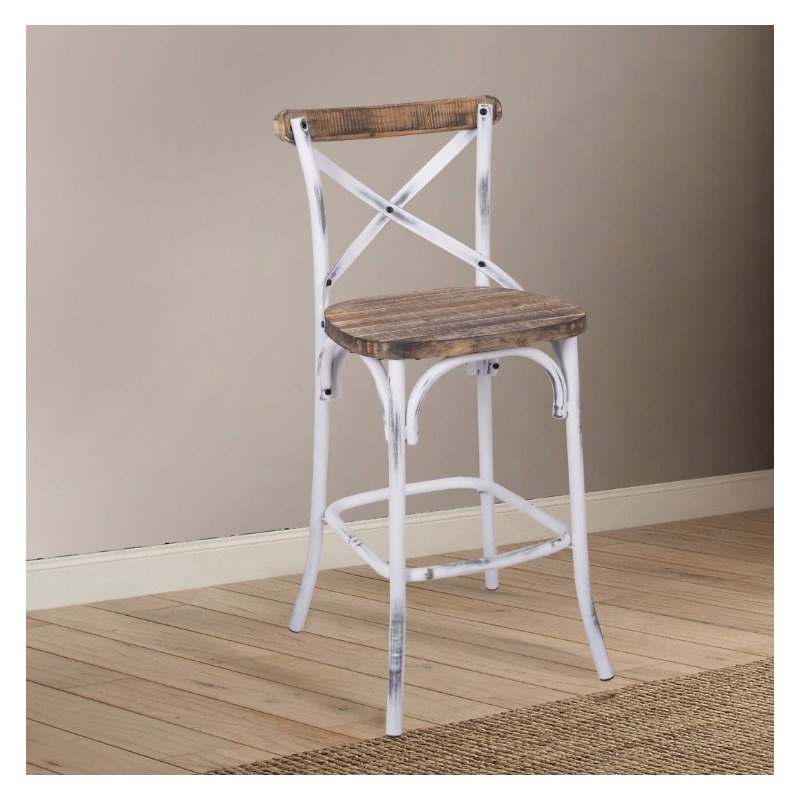 Veale Yahir Armless Bar Stool, White