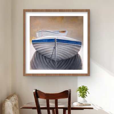 Deux canots - décor de bateau encadré mat