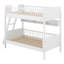 Lit superposé simple au-dessus de simple avec 3 tablettes de rangement, lit superposé en bois massif avec échelle, garde-corps, échelle pouvant être changée à gauche ou à droite-643786459