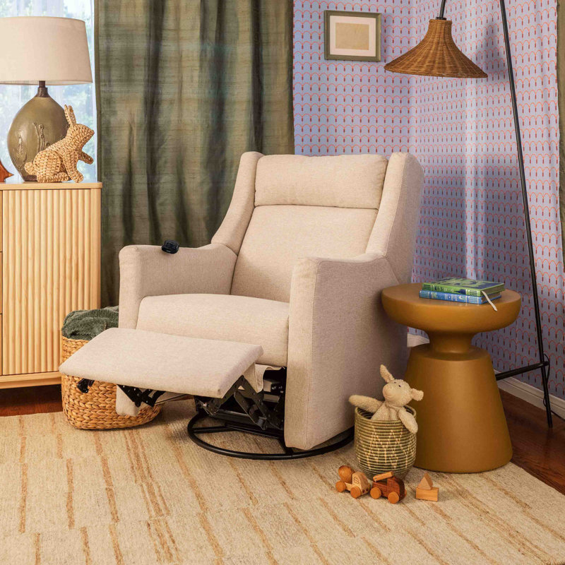 Kiwi Deluxe Power Recliner and Swivel Glider with Heat and Massage, Performance Cream Eco-Weave
