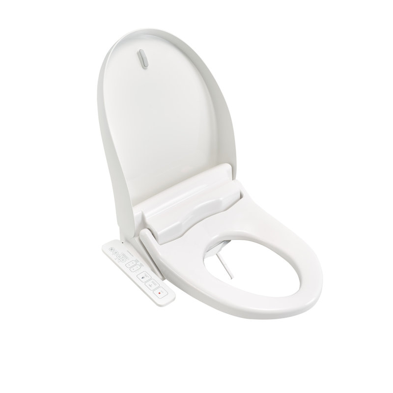 White Elongated Bidet Toilet Seat with Side Panel