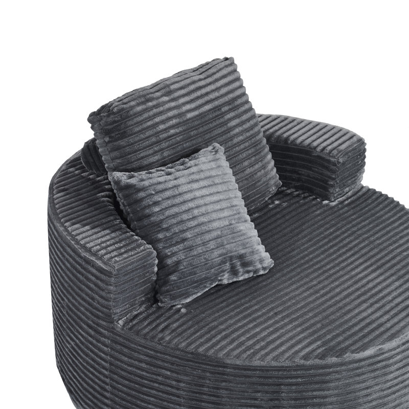 Fauteuil lounge rond surdimensionné de 127 cm (50 po), méridienne circulaire moderne rembourrée avec assise profonde, canapé-lit moelleux et confortable pour coin lecture, salon et chambre, aucun assemblage requis (gris)