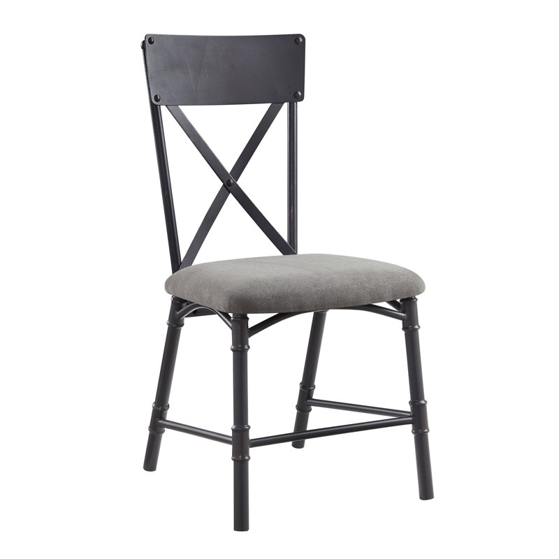 Ensemble de 2 chaises d'appoint Edina en tissu gris, chêne et finition sable noir