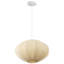 Suspension à DEL Kira de 18,38 po à une lumière, style scandinave Japandi, en métal avec abat-jour en forme de soucoupe OVNI côtelé.-2052085851