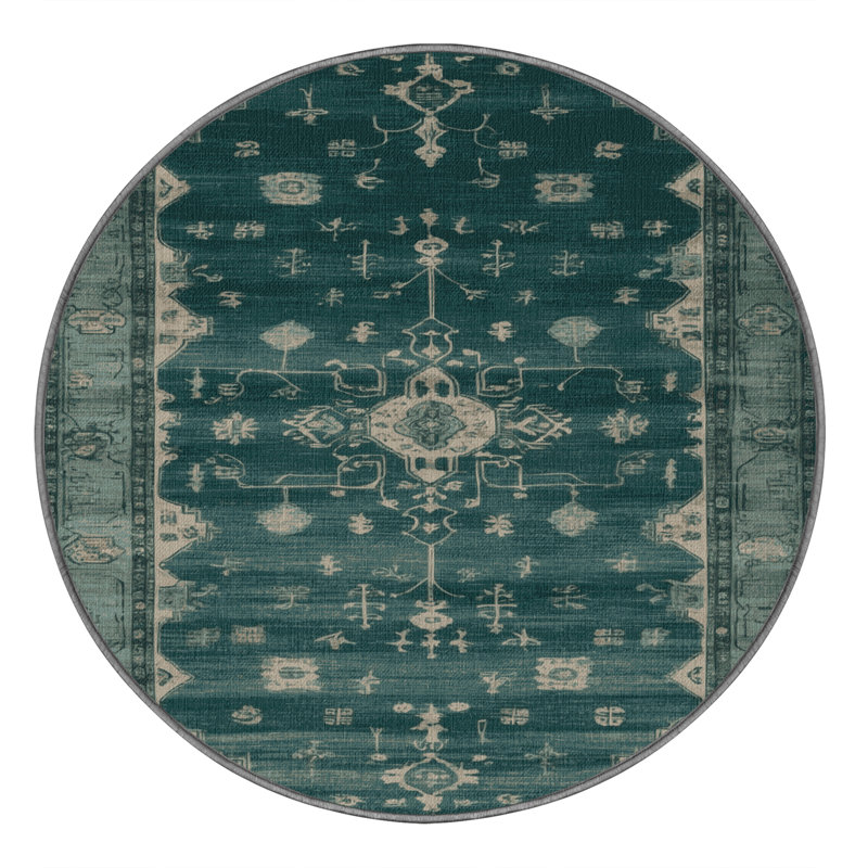 Machine Washable Overdyed Gray Area Rug, Round 5'