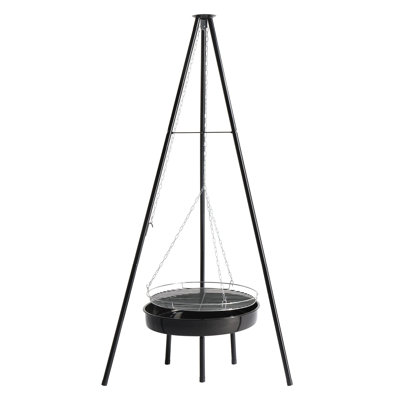 Gril à trépied de campfire, grille de barbecue à hauteur réglable avec foyer pour barbecue de camping extérieur, noir