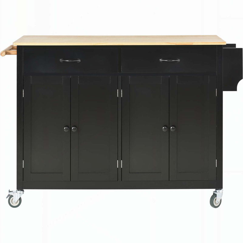 Chariot pour îlot de cuisine polyvalent avec plusieurs options de rangement et mobilité, Noir