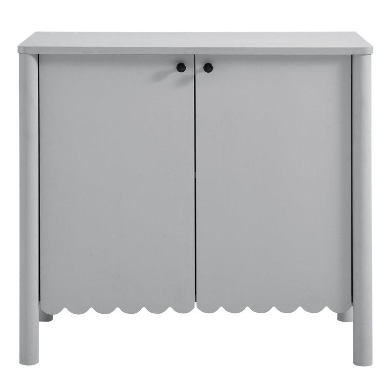 Emmeline 35" 2-Door Scalloped Sideboard Cabinet, Light Gray