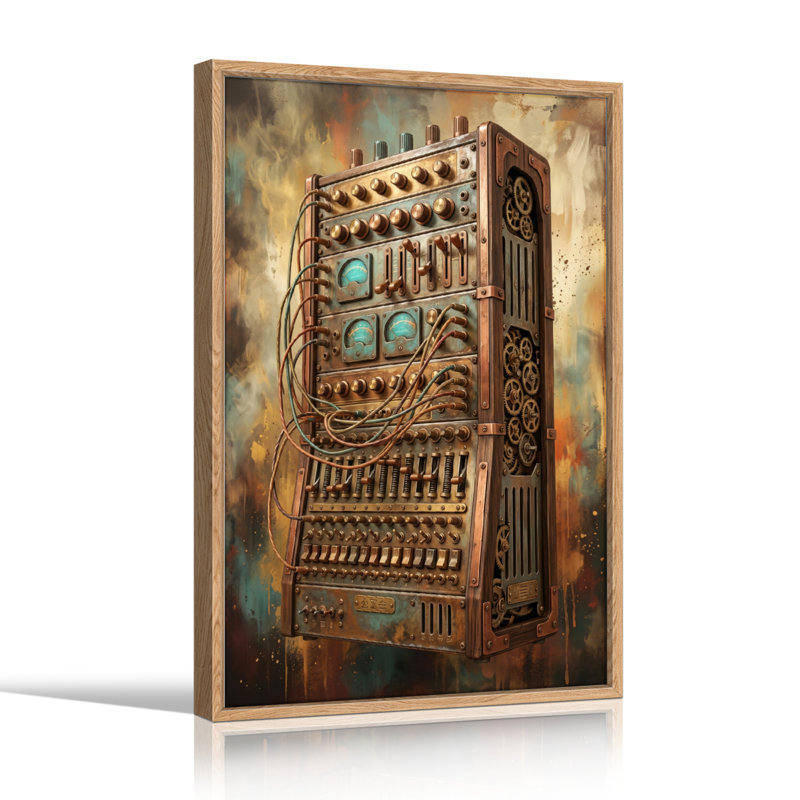 Ensemble de 1 tableau mural sur toile Steampunk Machine, 48"H x 36"W, Natural