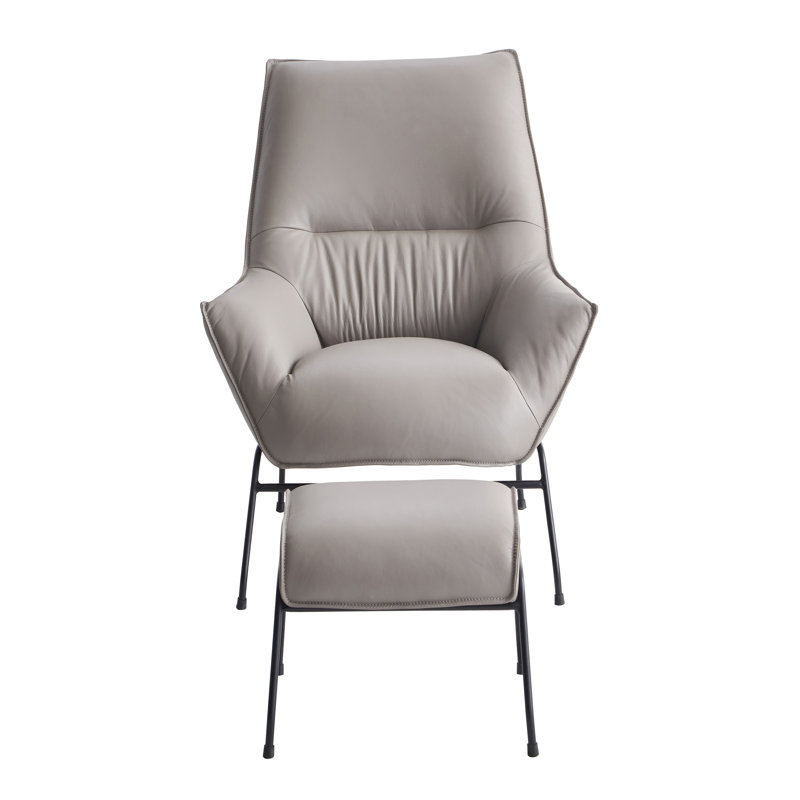 Fauteuil en cuir Washington, Cuir véritable gris