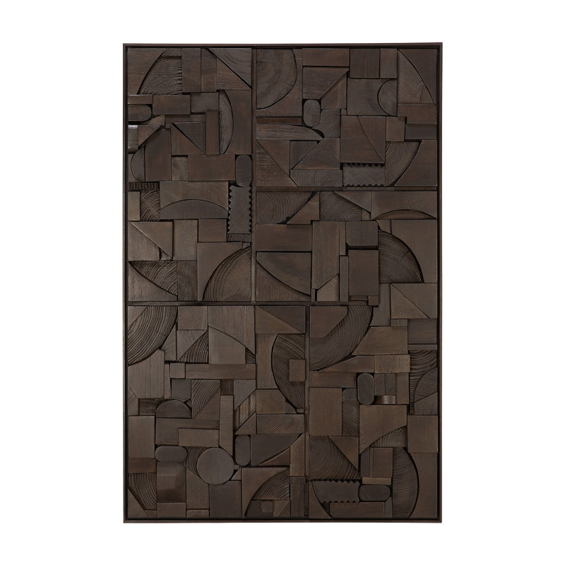 Handmade Solid Wood Wall Decor, Dark Brown