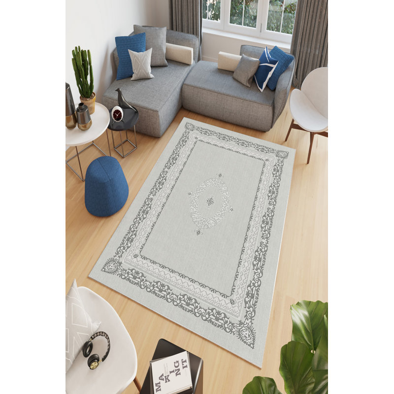 Eco-Friendly Hall Carpet (2.6 x 4.9 ft), Light Blue, 100% Polyester, 650 GSM | Antibacterial, Non-Slip PVC Dot Underside, 0.2 in Pile Height | Machine Washable, Digital Print, Perfect for Living Room & Entryway
