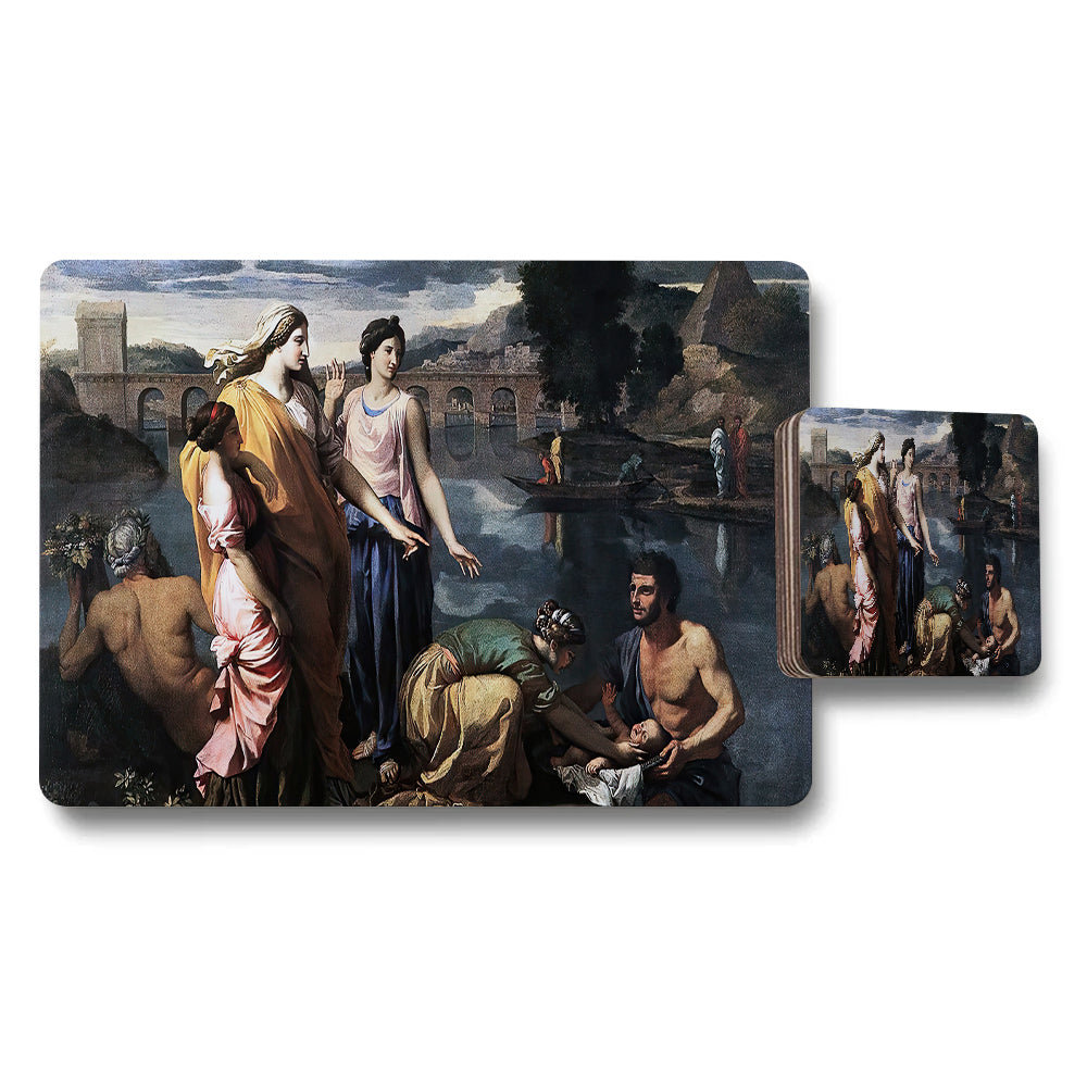 Elegant Classical Art Placemat And Coaster Set Riverside Scene