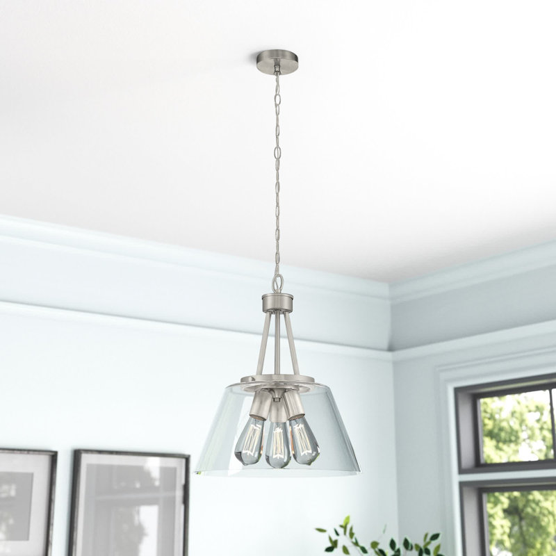 Macklin 3 - Light Unique Cone Pendant in Satin Nickel, Satin Nickel