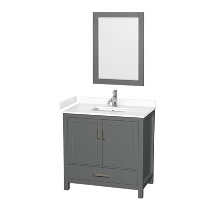 Sheffield 36" Freestanding Single Bathroom Vanity with Cultured Marble Top with 24" Mirror
