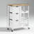 Rolling Kitchen Island Cart, Bar Serving Cart with Drawers, White