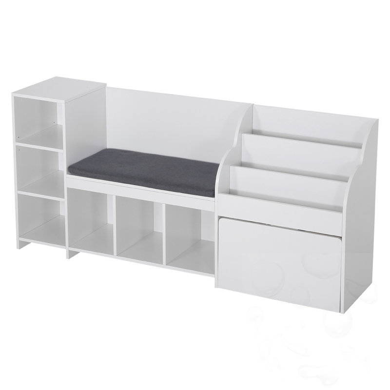 Banc en bois avec dossier et bibliothèque