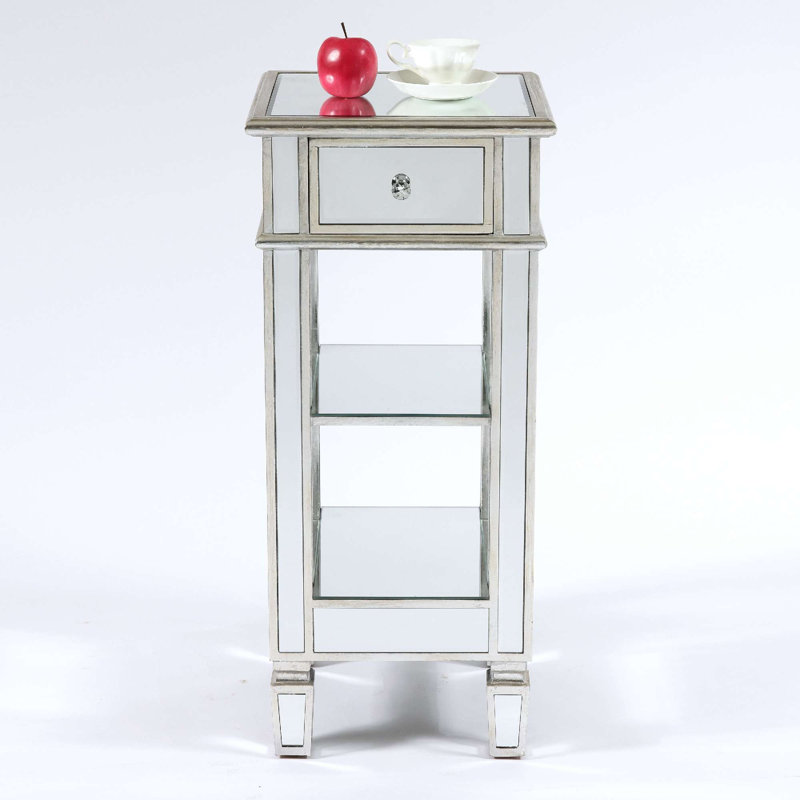 Amethy Side Table with Storage, Silver