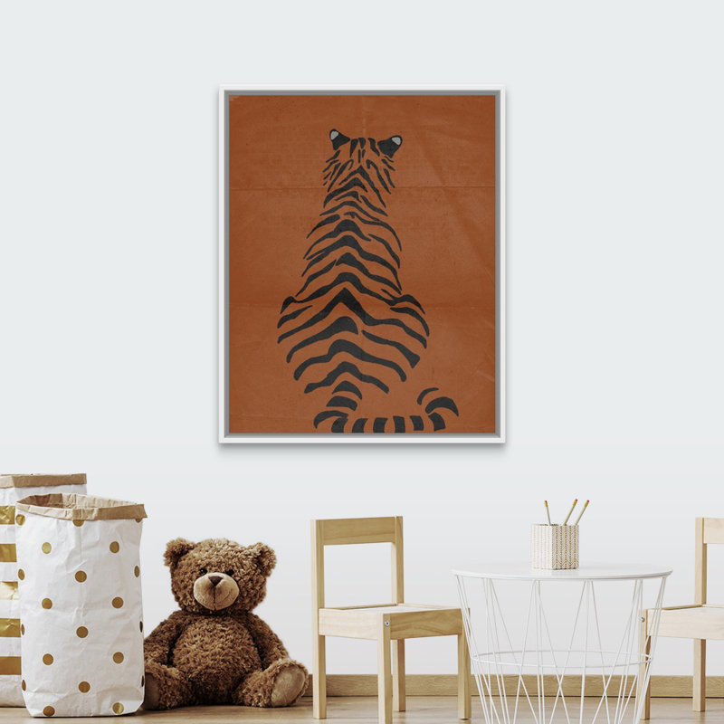 « tiger i kids », art encadré, Cadre pour toile flottant blanc, H 45 po x l 36 po x P 1,2 po