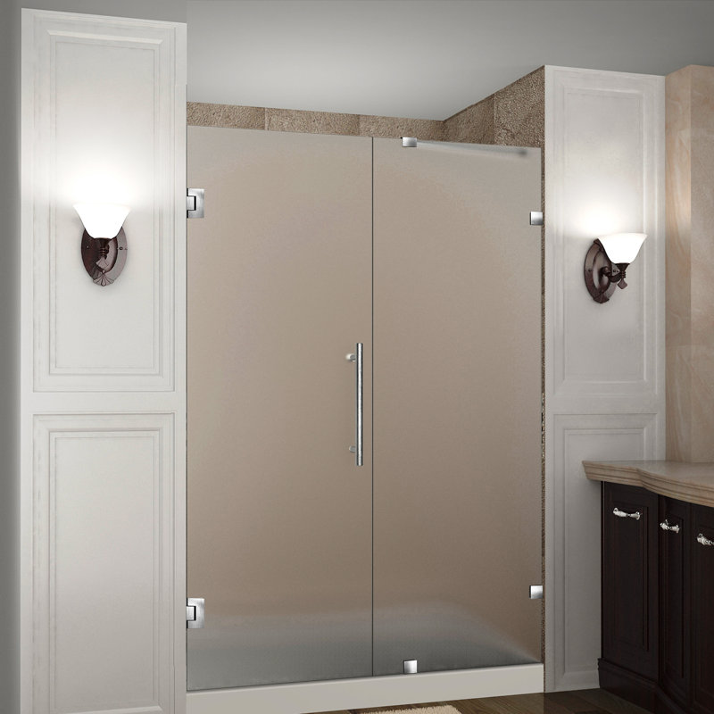 Porte de douche à charnière sans cadre H 72 po x l 28 po nautis, Acier inoxydable brossé