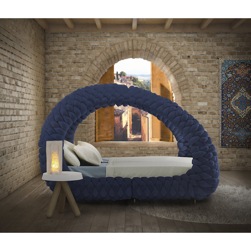 Dolce Velvet Canopy Bed, King, Royal Blue