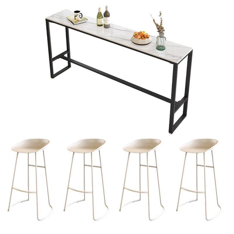 Tables et chaises de bar simples et élégantes, H 41,3 po x L 70,8 po x l 15,7 po, Blanc, Noir
