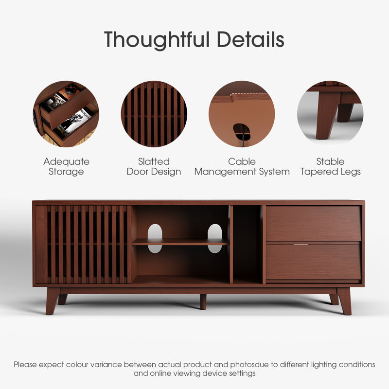 Mid Century Modern Tv Stand For 75+ Inch Tv,entertainment Center With 2 Drawers