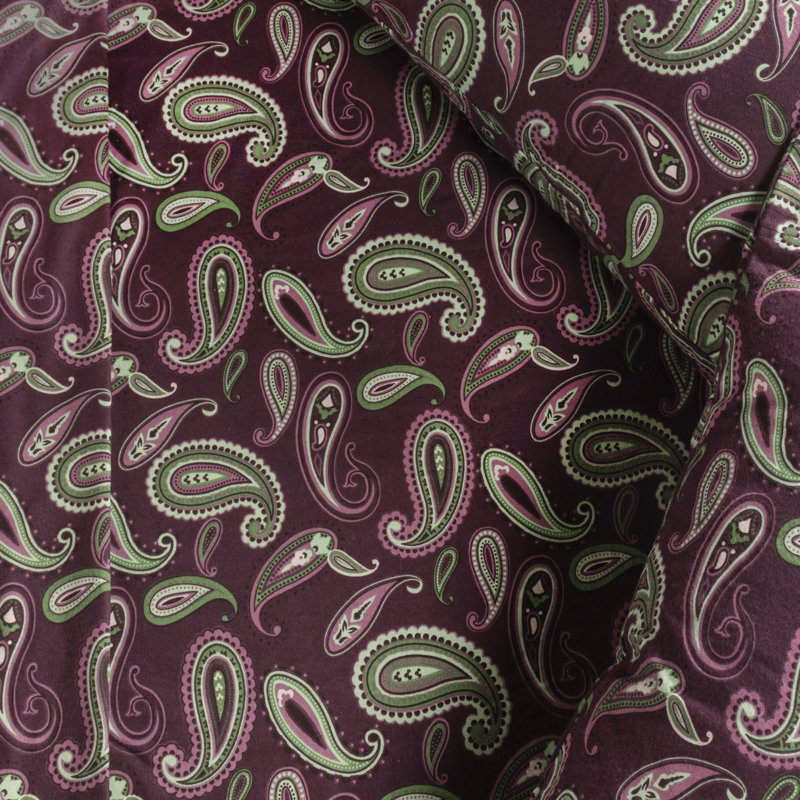 Ensemble de draps 100% coton, Mauve cachemire, Ensemble de draps pour lit simple TG + 1 drap-hous