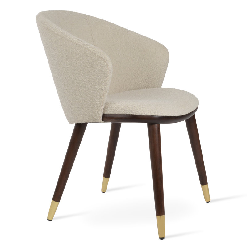 Fauteuil Athena en tissu blanc cassé Boucle