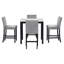 Ensemble de salle à manger 5 pièces avec table haute, comprenant une table à manger avec dessus en faux marbre et quatre chaises recouvertes de velours, gris-2065188681