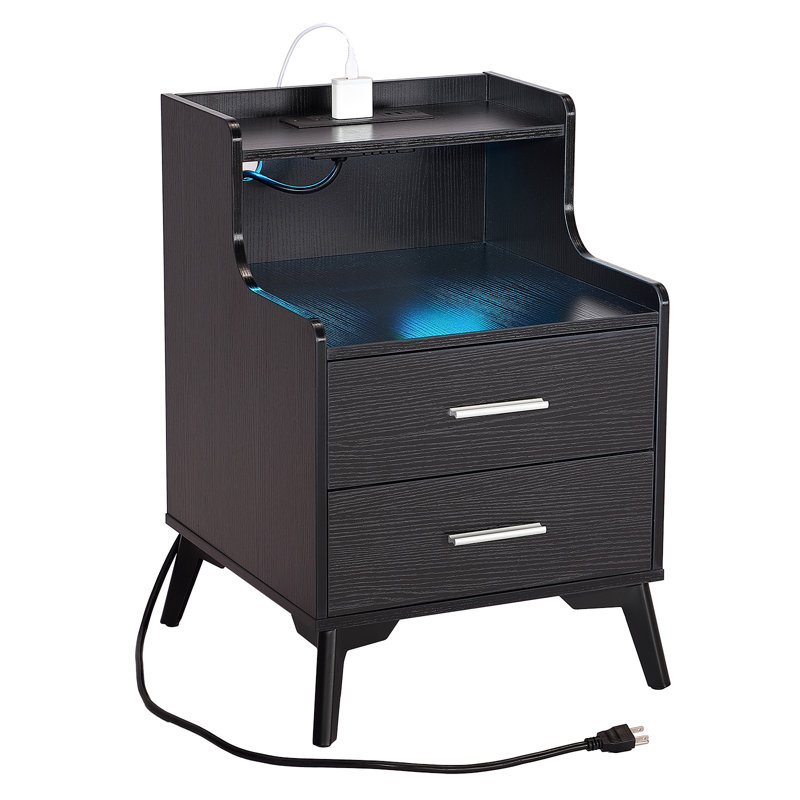 Debrodie 15.7'' W Nightstand, Black, 1