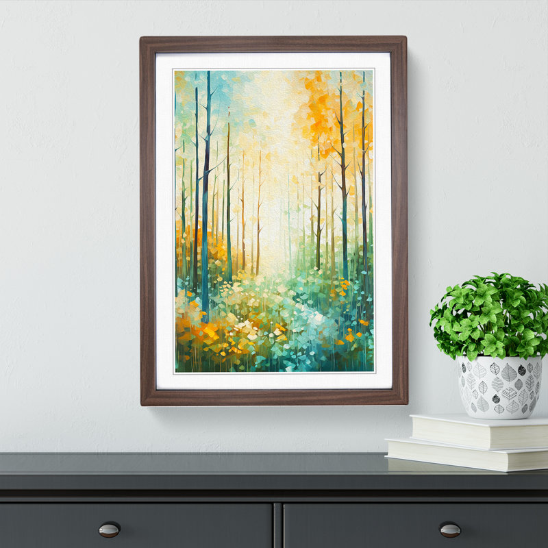Spring Forest No.2 - Single Picture Frame Print on Wood, Walnut Framed, 64cm H x 46cm W