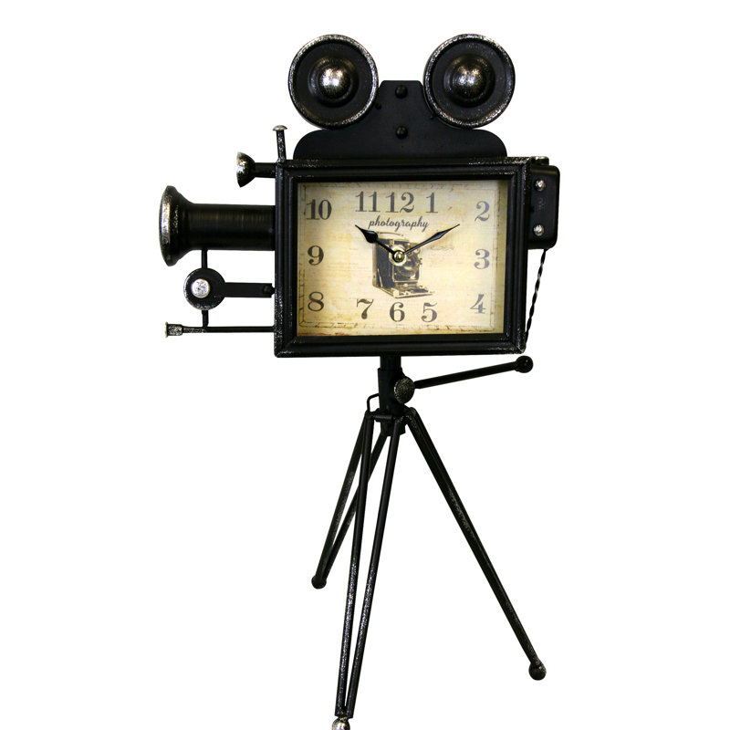 Analog Metal Mechanical Tabletop Clock, Black