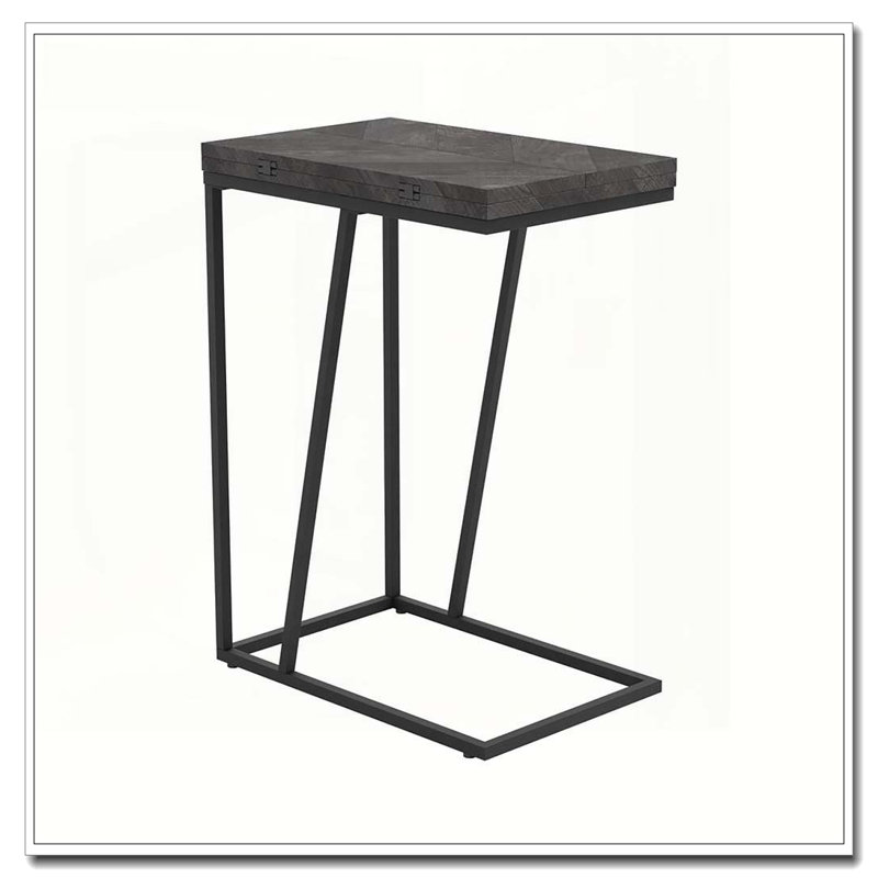 Table d'appoint rectangulaire gris rustique et noir sableux