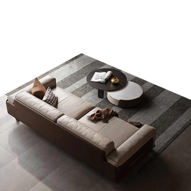 Genuine Leather Modular Sofa cushion couch, 37.01" H x 109.84" W x 29.13" D, 4, Black