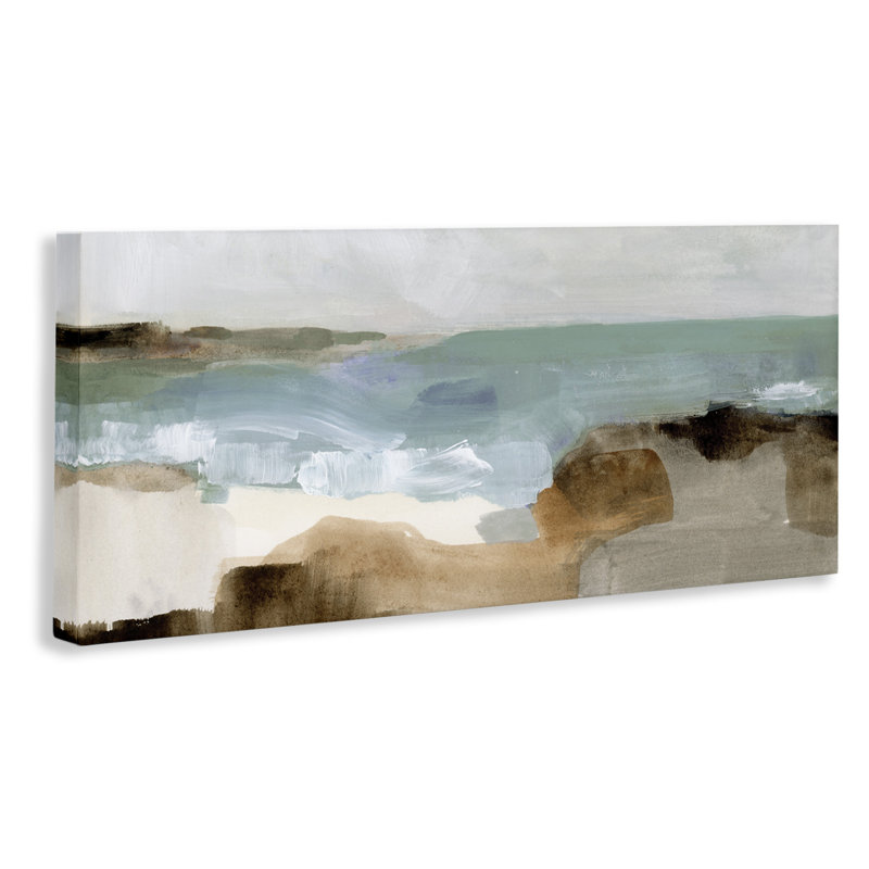 Large Abstract Ocean Wave Landscape Canvas Wall Art in Earth Tones