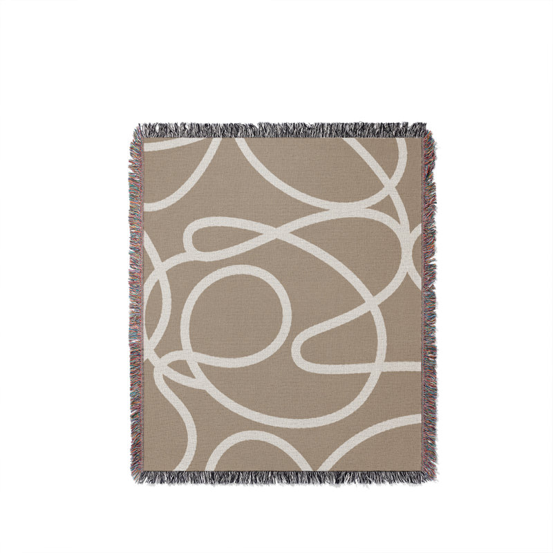 Jeté en coton Abstract Doodles, Beige, 60 x 60