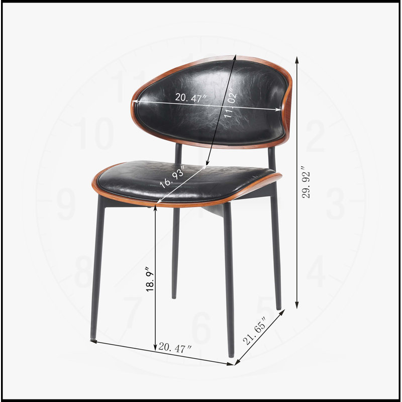 Ensemble de 2 chaises de salle à manger Mid-Century, Noir